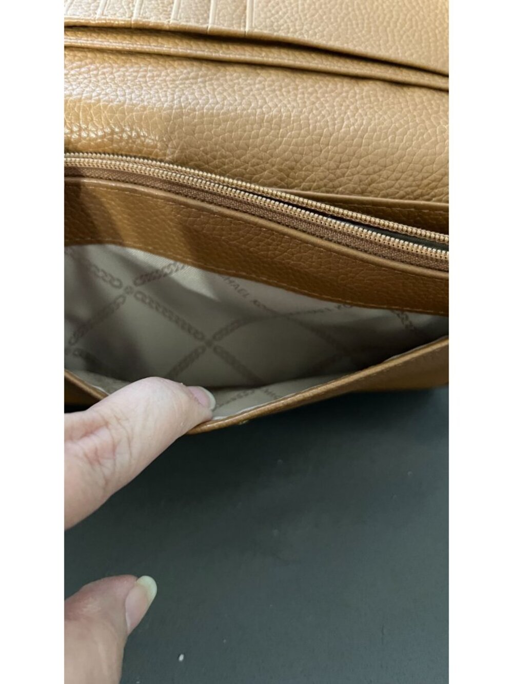 Michael Kors Monogram Wallet-On-Strap Crossbody Tan/White - Picture 10 of 16